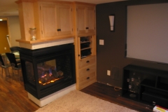 Basement remodel with fireplace