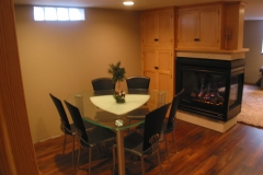 Basement remodel with fireplace