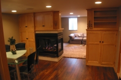 Basement remodel with fireplace